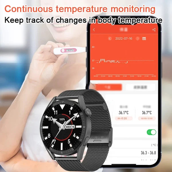 Painless Blood Sugar Health Monitoring Smart Bluetooth Talking Watch